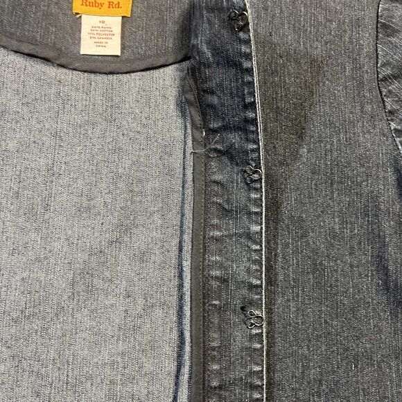 Ruby Rd. Blue Denim Jeans Jacket Size 10 Women's Cotton Long Sleeve Rhinestones - Picture 5 of 16